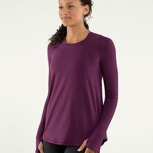 Lululemon Run Tuck & Flow Long Sleeve Thumbhole Top Plum Size 8